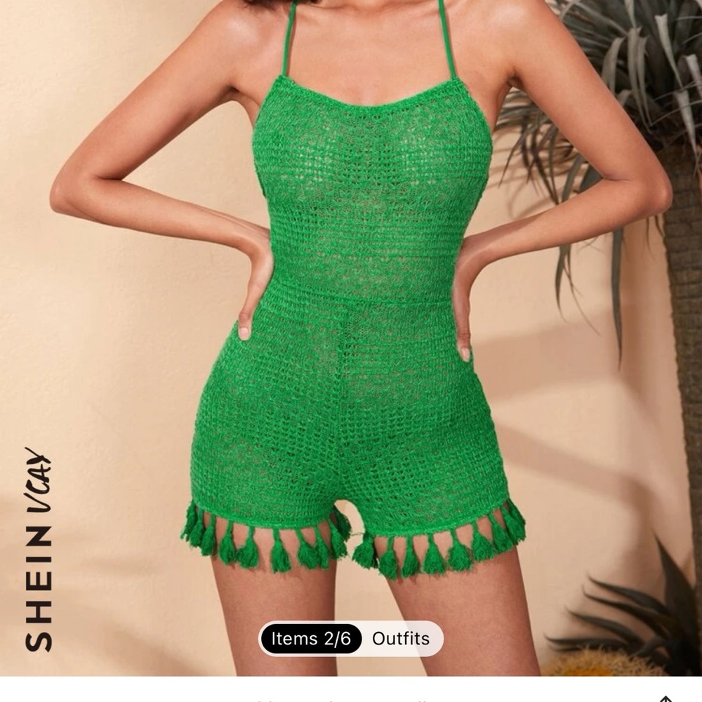Lace up Backless Fringe Romper